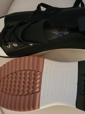 Black and White Platform Sneakers with Rose Gold Sole Accent